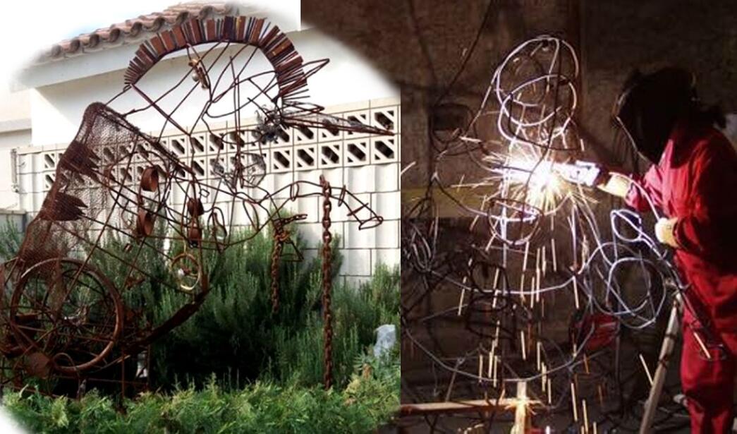 La Sumera i l'Unicorn - welded metal sculpture for Riu d'Art, artists residency, Catalonia